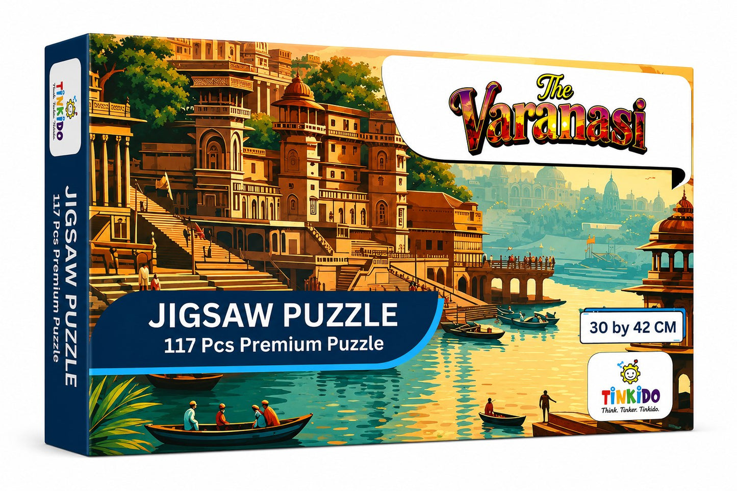 Tinkido Ghat of Varanasi jigsaw puzzle box, 117 pieces