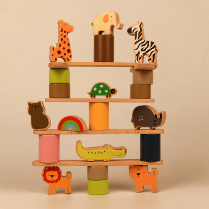 Tinkido ZooCrew — Wooden Balancing Animals · 26 Pieces (Ages 3+)