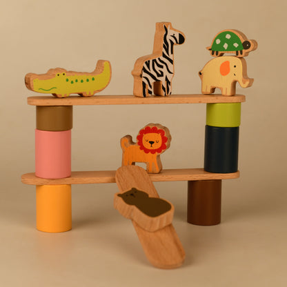 Tinkido ZooCrew — Wooden Balancing Animals · 26 Pieces (Ages 3+)