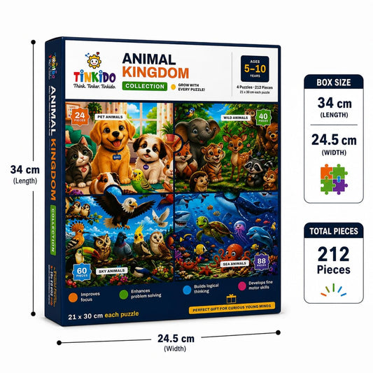 Animal Kingdom set — four puzzles with progressive difficulty