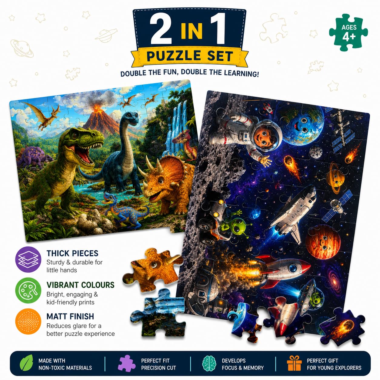 Space and Dino puzzles in play