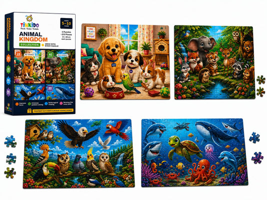 Tinkido Animal Kingdom Collection 4-in-1 jigsaw puzzle set box