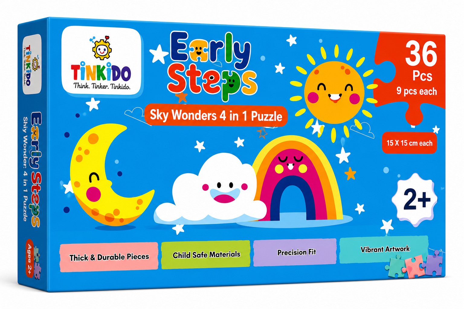 Tinkido Sky Wonders 4-in-1 puzzle set box, 36 pieces, ages 2-4